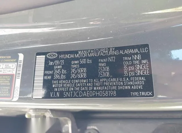 5NTJCDAE0PH058198 2023 2023 Hyundai Santa Cruz- Sel 9