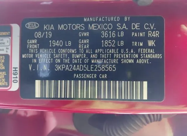 3KPA24AD5LE258565 2020 2020 KIA Rio- S 9