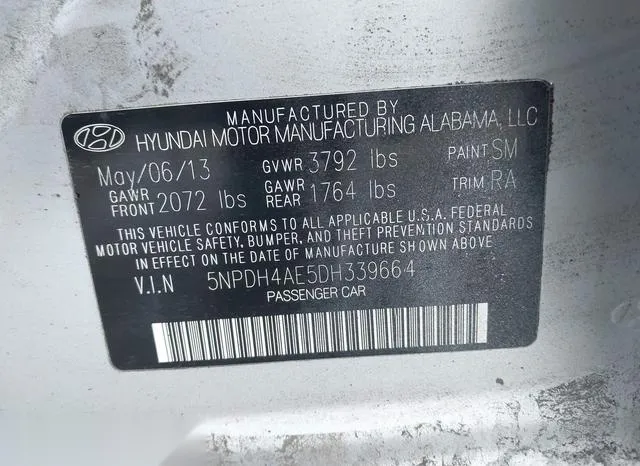 5NPDH4AE5DH339664 2013 2013 Hyundai Elantra- Gls 9