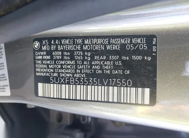 5UXFB53535LV17550 2005 2005 BMW X5- 4-4I 9