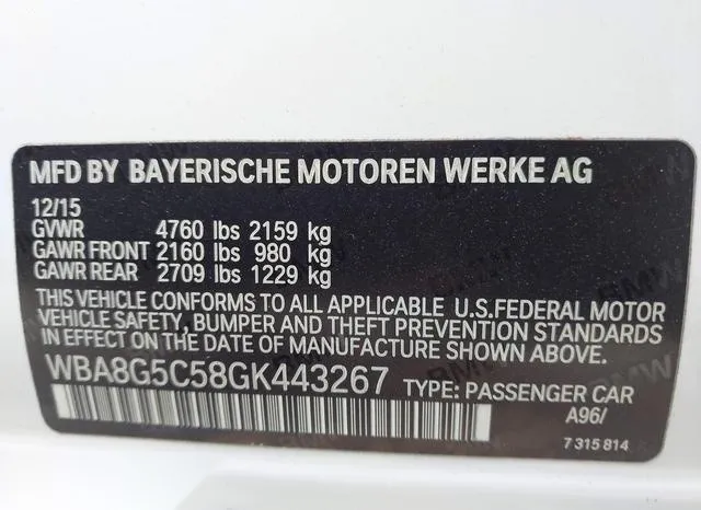 WBA8G5C58GK443267 2016 2016 BMW 3 Series- 328I Xdrive 9