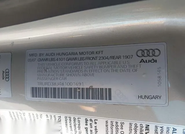 TRURD38J481001691 2008 2008 Audi TT- 3-2 9