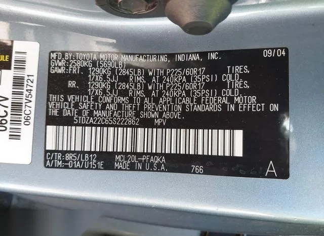 5TDZA22C65S222862 2005 2005 Toyota Sienna- Xle 9