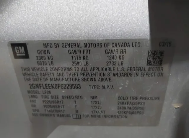 2GNFLEEK0F6328583 2015 2015 Chevrolet Equinox- LS 9