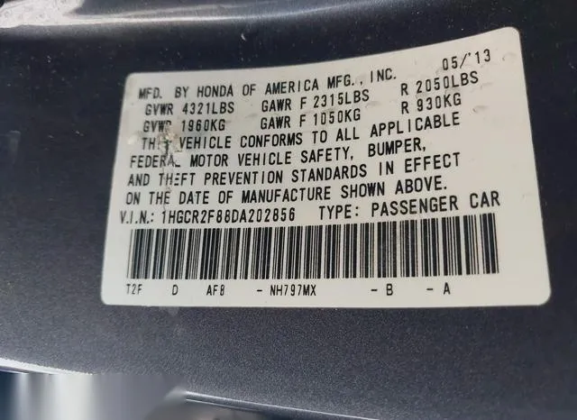 1HGCR2F88DA202856 2013 2013 Honda Accord- Ex-L 9