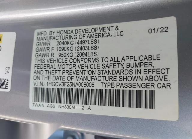 1HGCV3F25NA008008 2022 2022 Honda Accord- Hybrid Sport 9