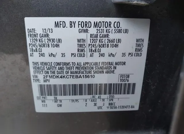 2FMDK4KC7EBA15610 2014 2014 Ford Edge- Limited 9