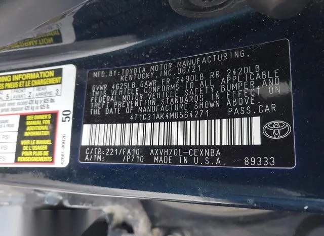 4T1C31AK4MU564271 2021 2021 Toyota Camry- Le Hybrid 9