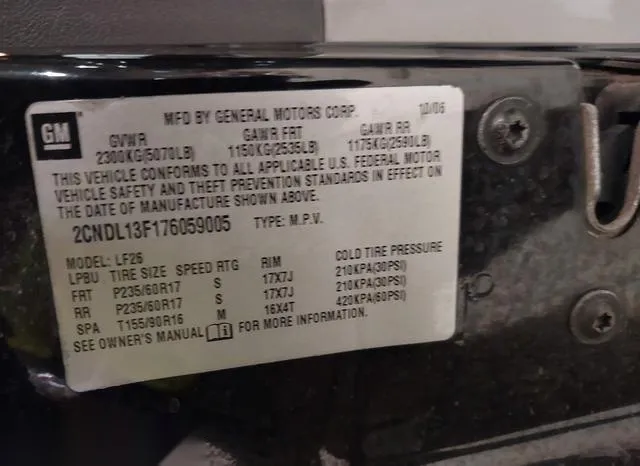 2CNDL13F176059005 2007 2007 Chevrolet Equinox- LS 9