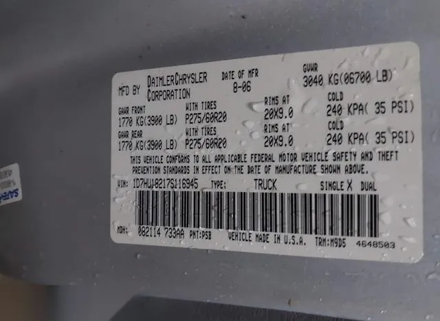 1D7HU18217S116945 2007 2007 Dodge RAM 1500- Slt/Trx4 Off Ro 9