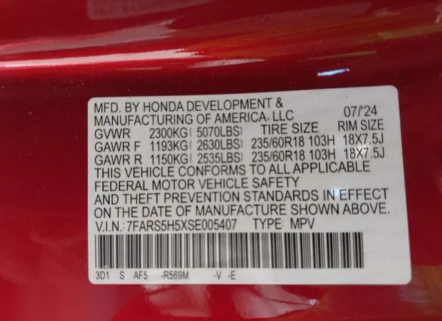 7FARS5H5XSE005407 2025 2025 Honda CR-V- Hybrid Sport 9