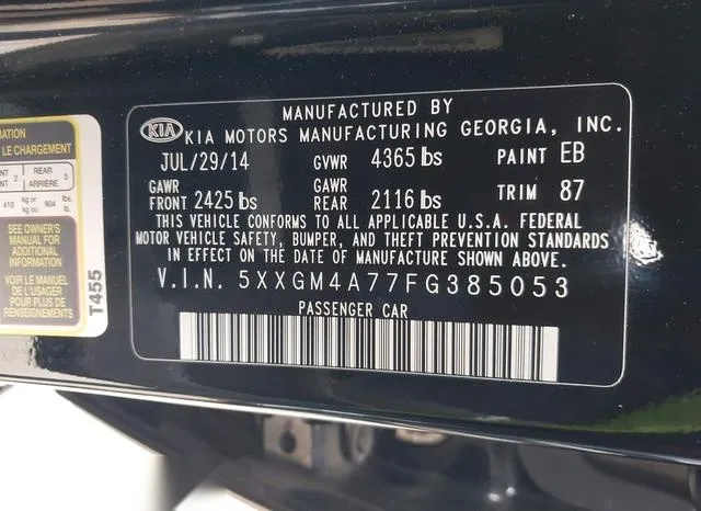 5XXGM4A77FG385053 2015 2015 KIA Optima- LX 9