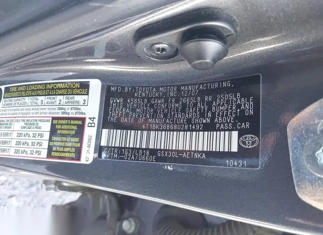 4T1BK36B68U281492 2008 2008 Toyota Avalon- Touring 9