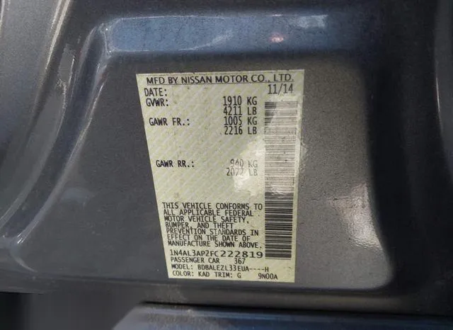 1N4AL3AP2FC222819 2015 2015 Nissan Altima- 2-5 S 9