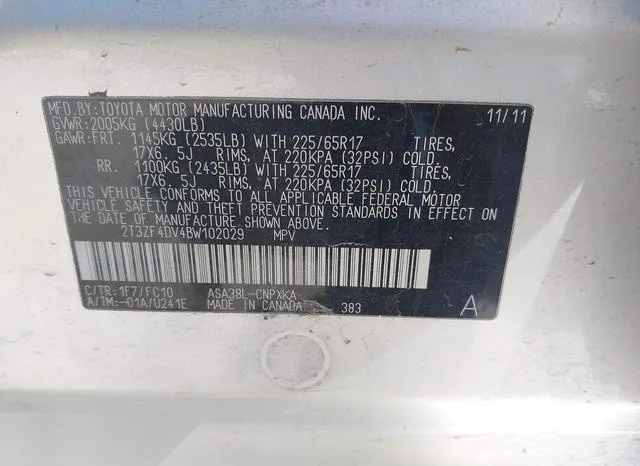 2T3ZF4DV4BW102029 2011 2011 Toyota RAV4 9