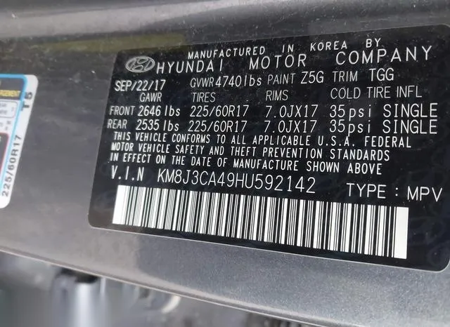 KM8J3CA49HU592142 2017 2017 Hyundai Tucson- SE 9