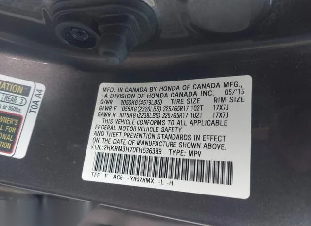 2HKRM3H70FH536389 2015 2015 Honda CR-V- Ex-L 9