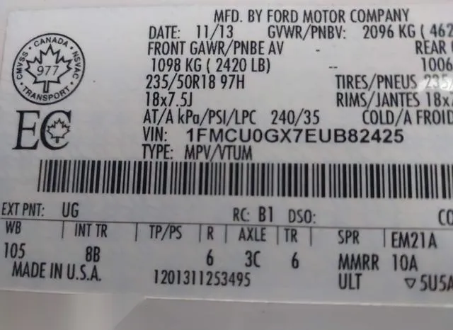 1FMCU0GX7EUB82425 2014 2014 Ford Escape- SE 9