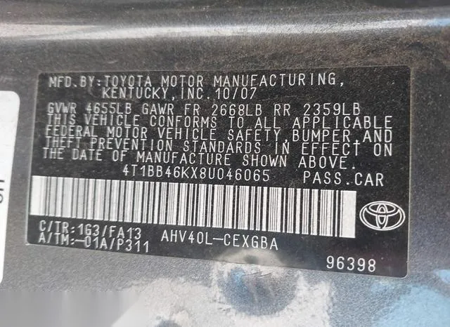 4T1BB46KX8U046065 2008 2008 Toyota Camry- Hybrid 9