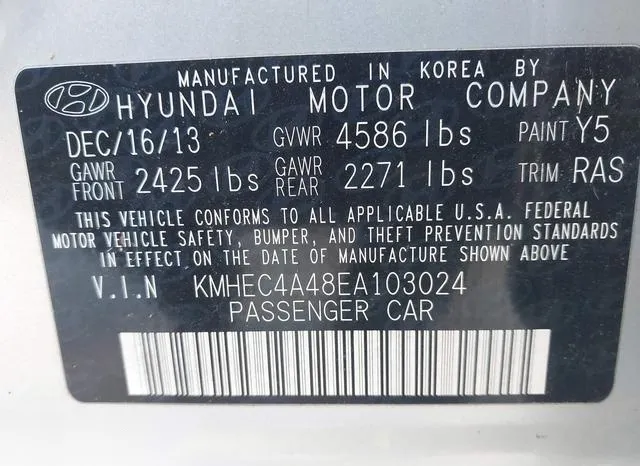 KMHEC4A48EA103024 2014 2014 Hyundai Sonata- Hybrid Limited 9