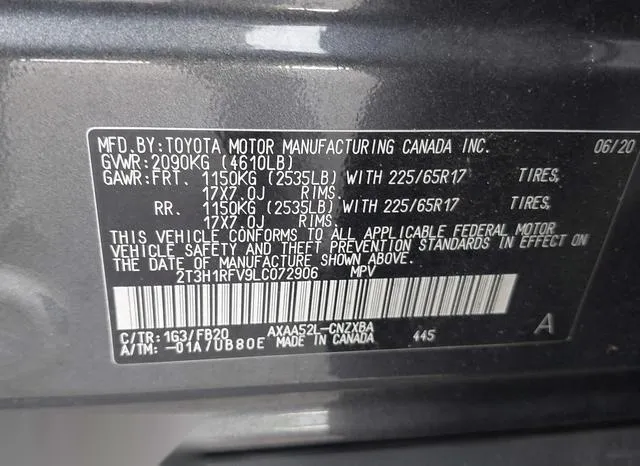 2T3H1RFV9LC072906 2020 2020 Toyota RAV4- LE 9