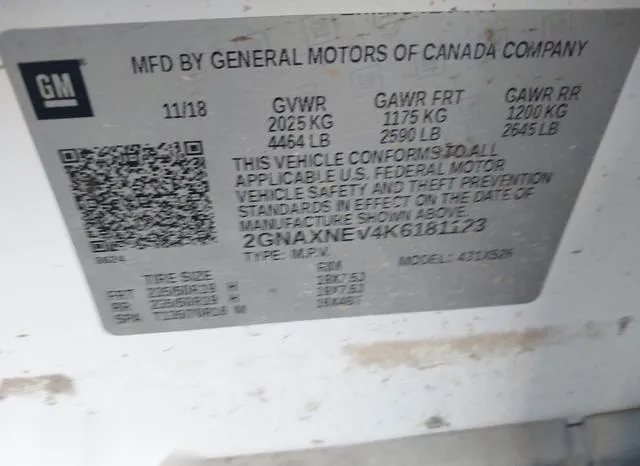 2GNAXNEV4K6181123 2019 2019 Chevrolet Equinox- Premier 9