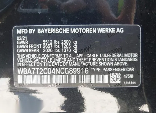 WBA7T2C04NCG89916 2022 2022 BMW 7 Series- 740 I 9