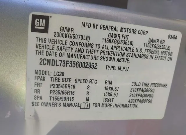 2CNDL73F356002952 2005 2005 Chevrolet Equinox- LT 9