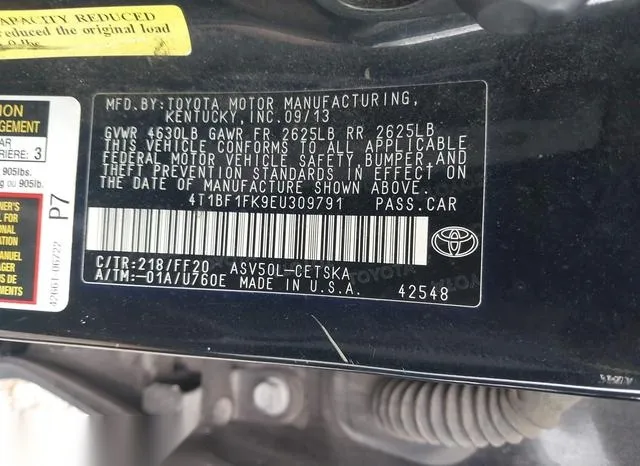 4T1BF1FK9EU309791 2014 2014 Toyota Camry- SE 9