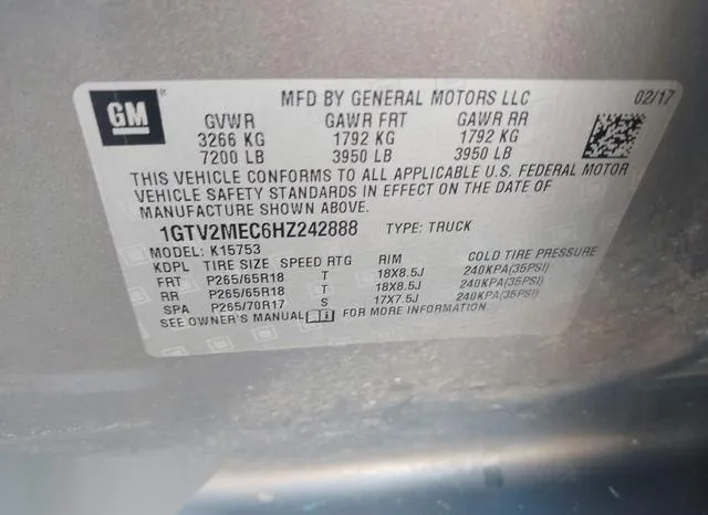 1GTV2MEC6HZ242888 2017 2017 GMC Sierra- 1500 Sle 9