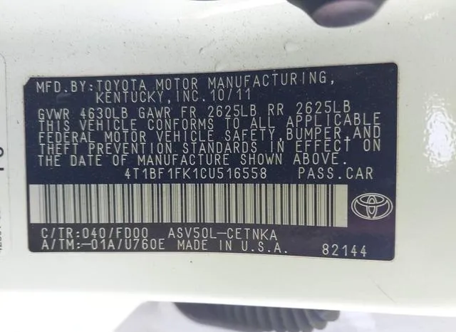 4T1BF1FK1CU516558 2012 2012 Toyota Camry- LE 9