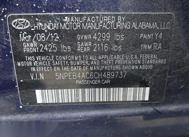 5NPEB4AC6CH489737 2012 2012 Hyundai Sonata- Gls 9