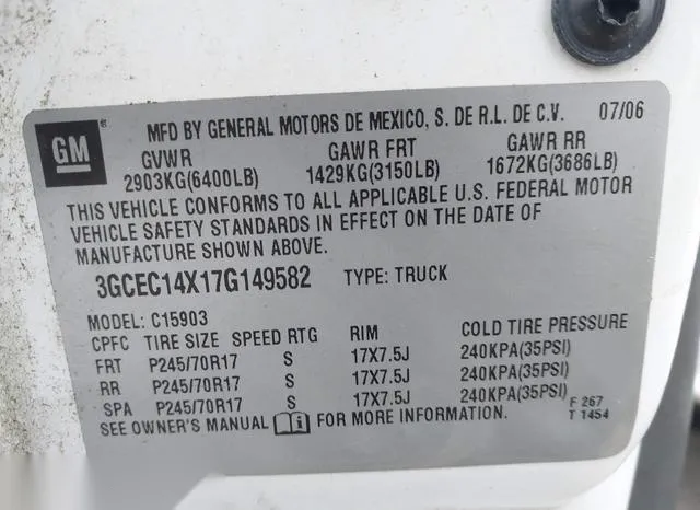 3GCEC14X17G149582 2007 2007 Chevrolet Silverado 1500- Class 9