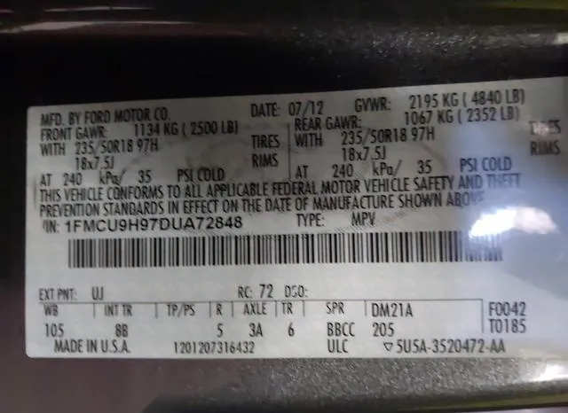 1FMCU9H97DUA72848 2013 2013 Ford Escape- Sel 9