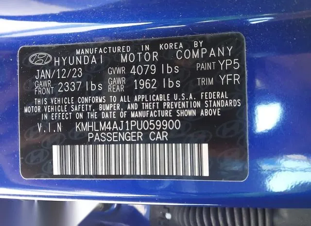 KMHLM4AJ1PU059900 2023 2023 Hyundai Elantra- Hybrid Blue 9