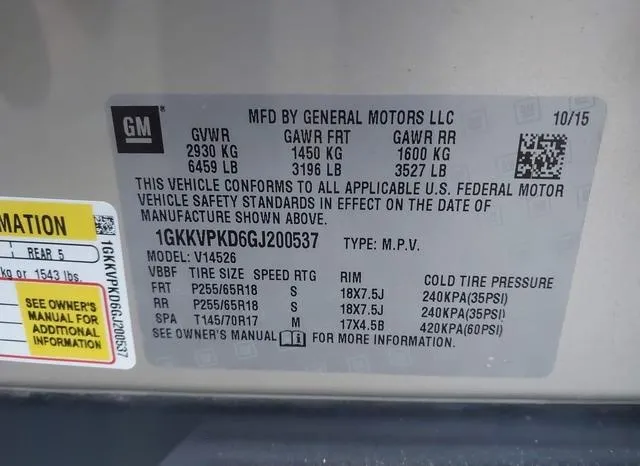 1GKKVPKD6GJ200537 2016 2016 GMC Acadia- Sle-2 9