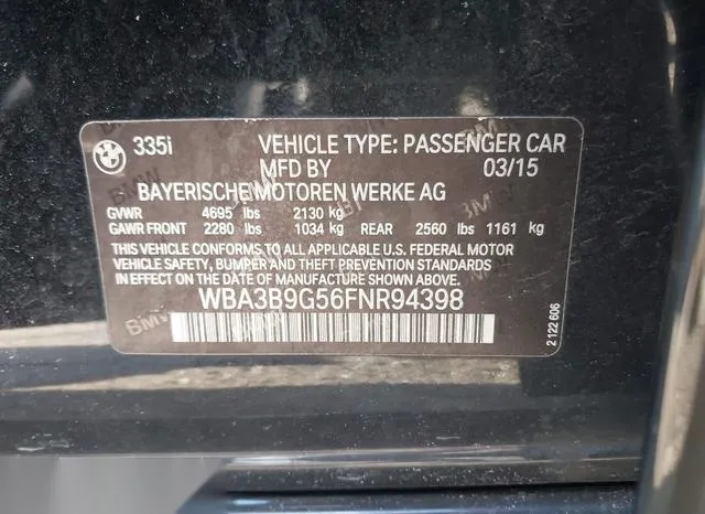 WBA3B9G56FNR94398 2015 2015 BMW 3 Series- 335I Xdrive 9