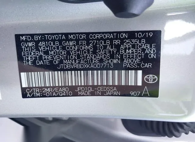 JTDBVRBDXKA007713 2019 2019 Toyota Mirai 9