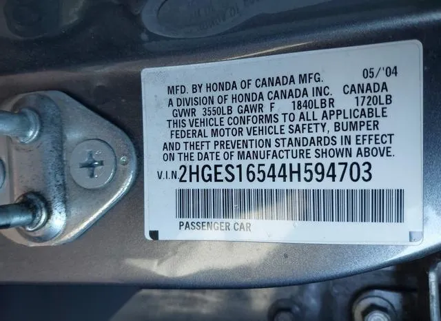 2HGES16544H594703 2004 2004 Honda Civic- LX 9