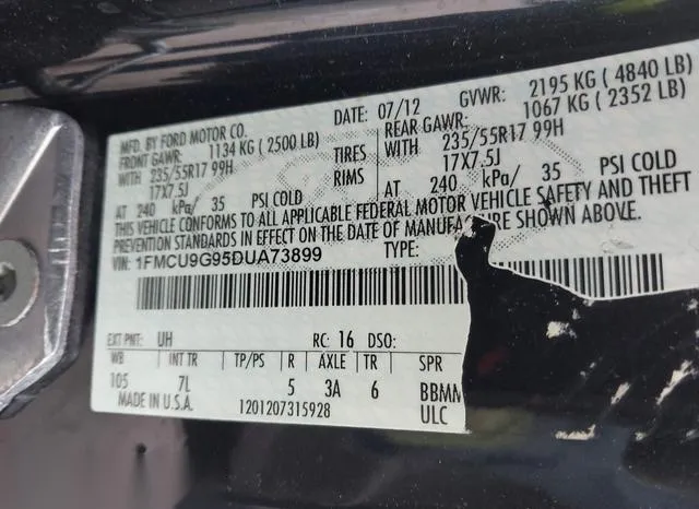 1FMCU9G95DUA73899 2013 2013 Ford Escape- SE 9