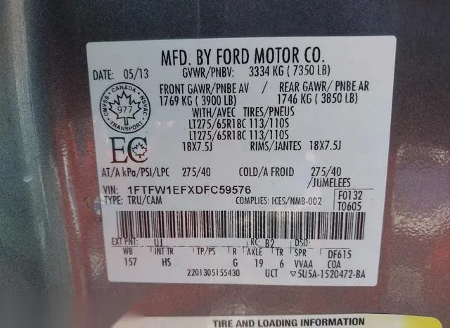 1FTFW1EFXDFC59576 2013 2013 Ford F-150- Lariat 9