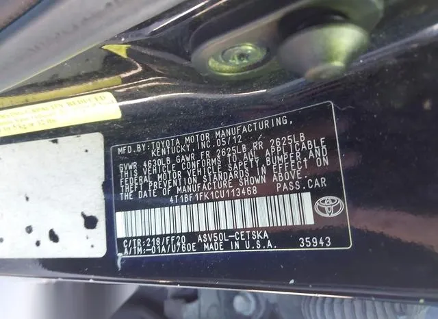 4T1BF1FK1CU113468 2012 2012 Toyota Camry- SE 9