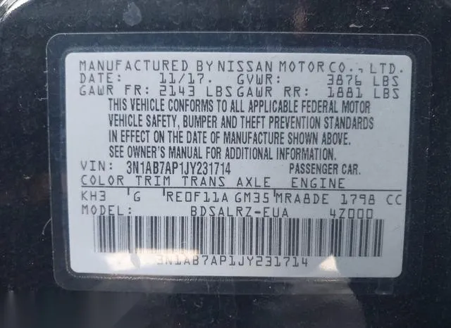 3N1AB7AP1JY231714 2018 2018 Nissan Sentra- SR 9