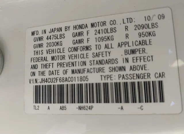 JH4CU2F68AC011805 2010 2010 Acura TSX- 2-4/2-4 -A5- 9