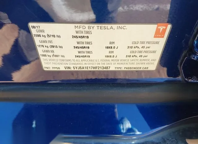 5YJSA1E17HF213487 2017 2017 Tesla Model S- 60/75 9