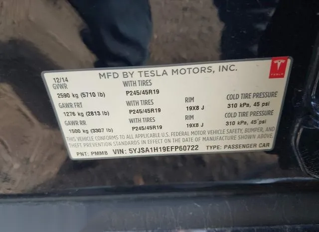 5YJSA1H19EFP60722 2014 2014 Tesla Model S- P85 9