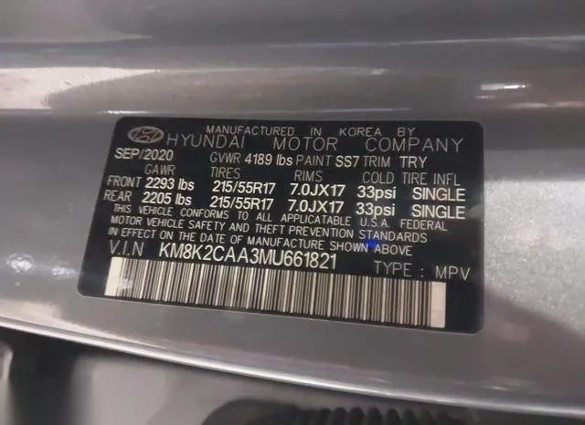 KM8K2CAA3MU661821 2021 2021 Hyundai Kona- Sel 9