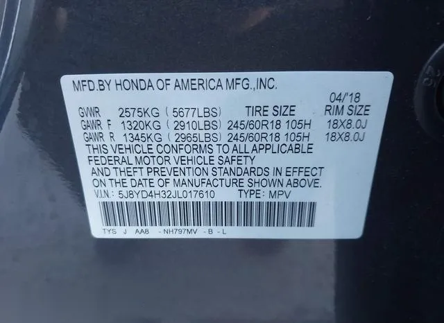 5J8YD4H32JL017610 2018 2018 Acura MDX 9