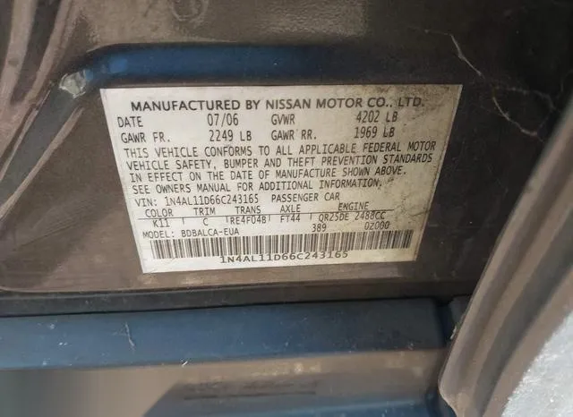 1N4AL11D66C243165 2006 2006 Nissan Altima- 2-5 S 9