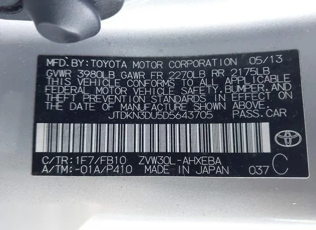 JTDKN3DU5D5643705 2013 2013 Toyota Prius- Two 9